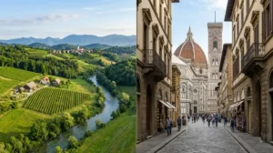 Primerjava za vikend oddih: narava na Dolenjskem in v Posavju ter zgodovinske znamenitosti v Italiji.
